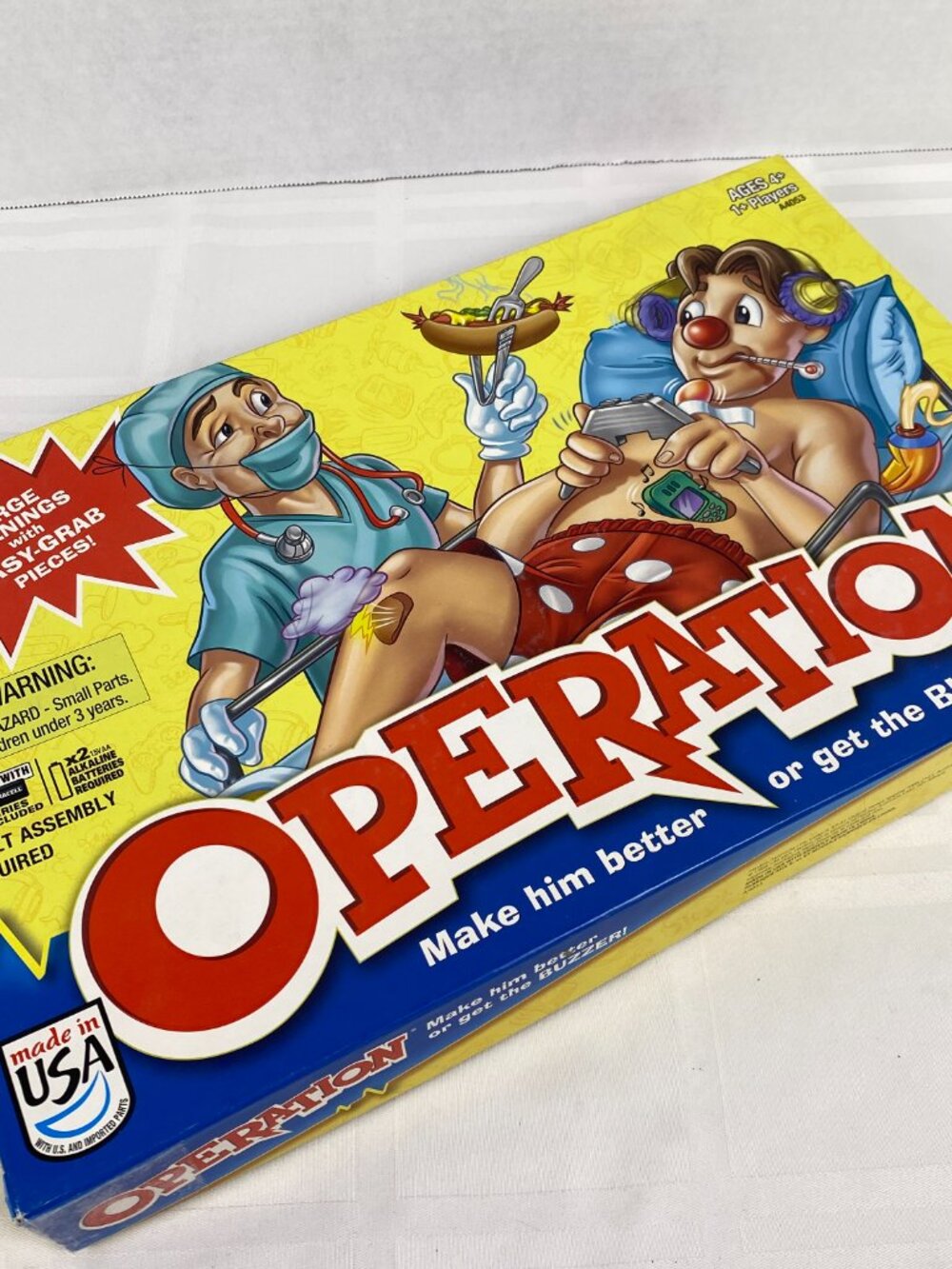 Hasbro Operation 2012 Board Game. Large Openings Easy Grab Pieces